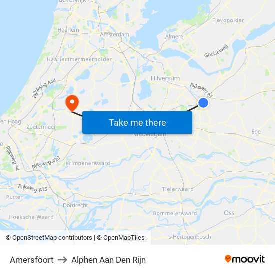 Amersfoort to Alphen Aan Den Rijn map