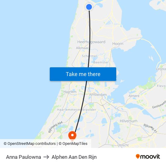 Anna Paulowna to Alphen Aan Den Rijn map