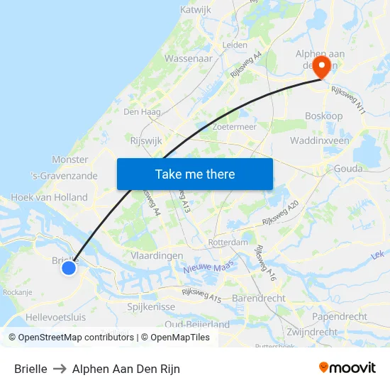 Brielle to Alphen Aan Den Rijn map