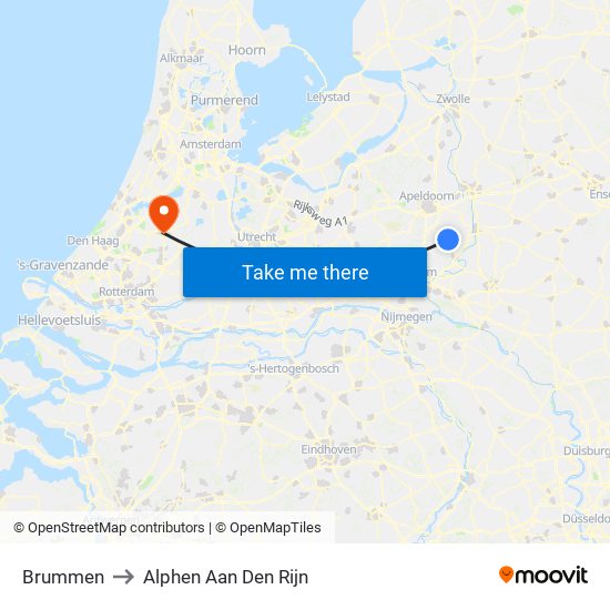 Brummen to Alphen Aan Den Rijn map