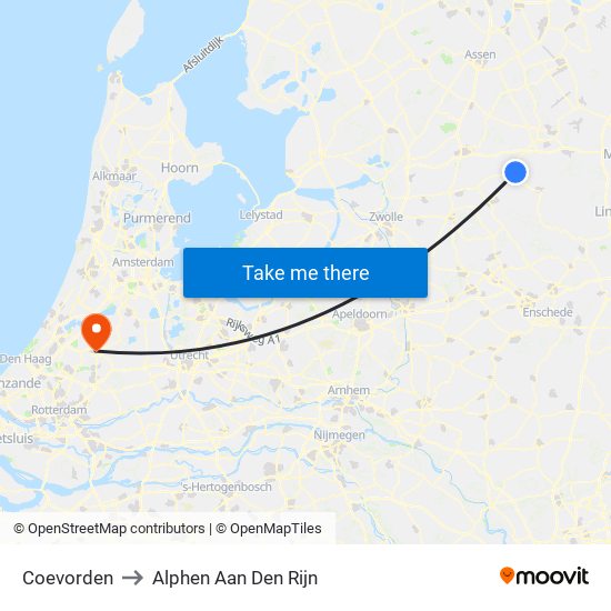 Coevorden to Alphen Aan Den Rijn map