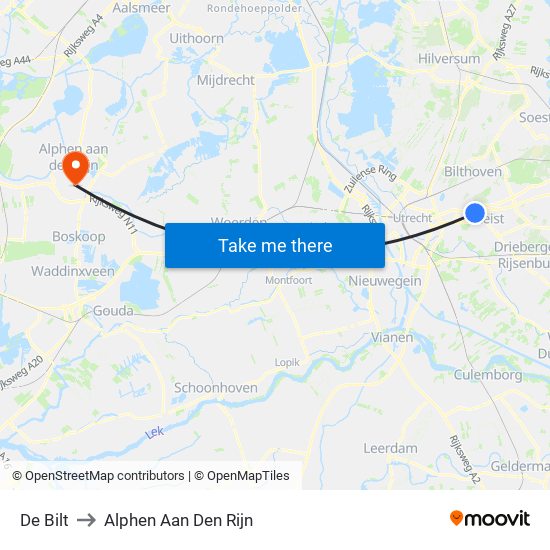 De Bilt to Alphen Aan Den Rijn map