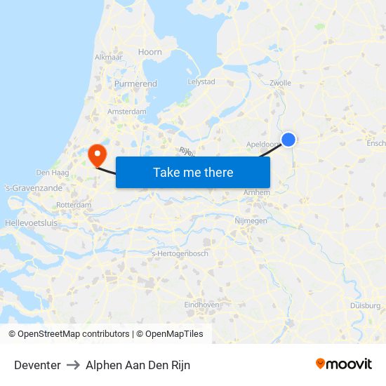 Deventer to Alphen Aan Den Rijn map