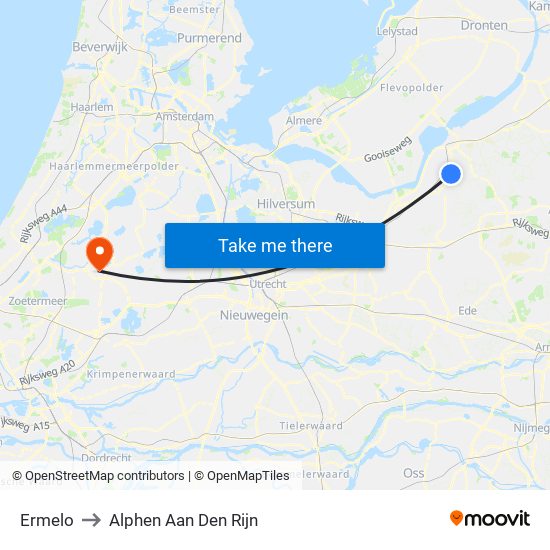 Ermelo to Alphen Aan Den Rijn map