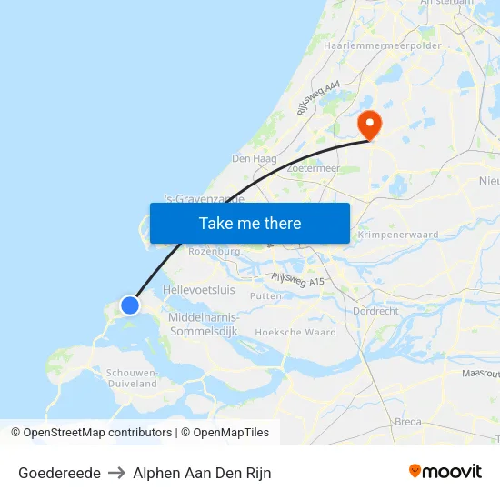 Goedereede to Alphen Aan Den Rijn map