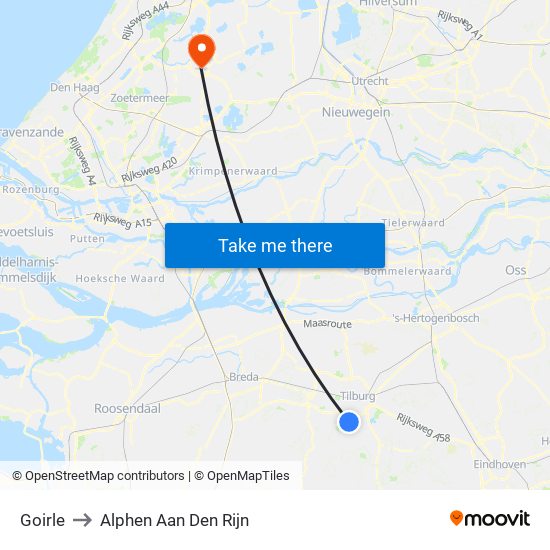 Goirle to Alphen Aan Den Rijn map