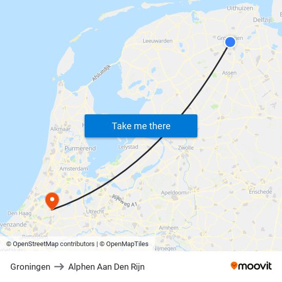 Groningen to Alphen Aan Den Rijn map