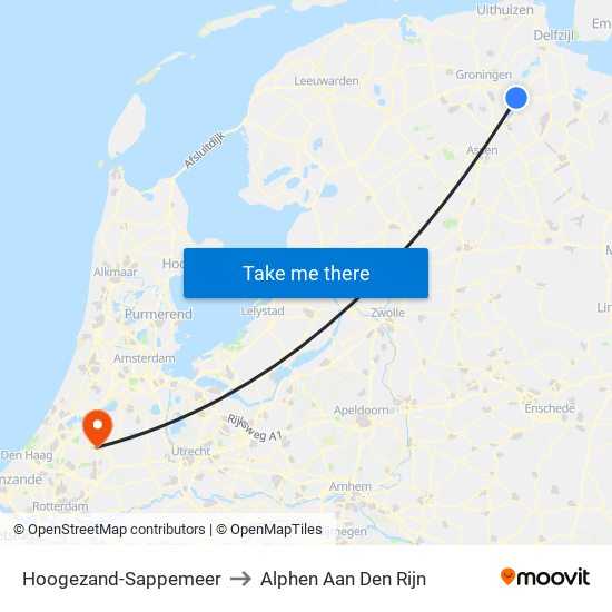 Hoogezand-Sappemeer to Alphen Aan Den Rijn map