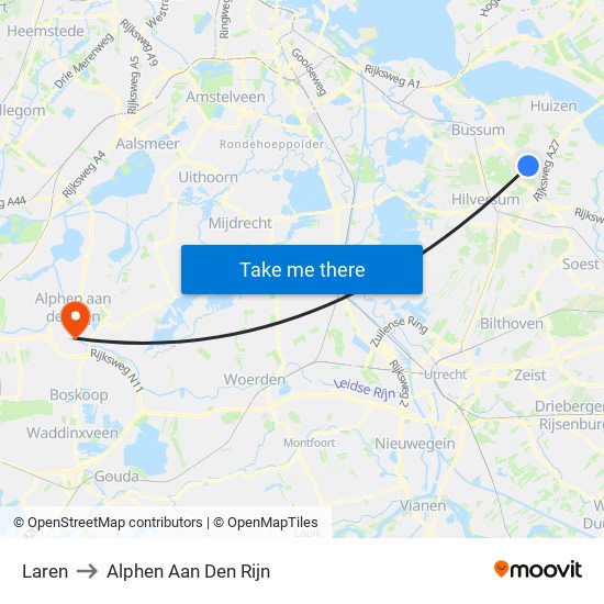 Laren to Alphen Aan Den Rijn map