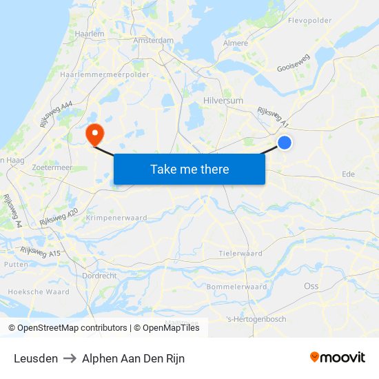 Leusden to Alphen Aan Den Rijn map