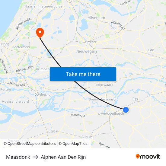 Maasdonk to Alphen Aan Den Rijn map