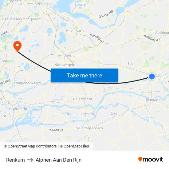 Renkum to Alphen Aan Den Rijn map