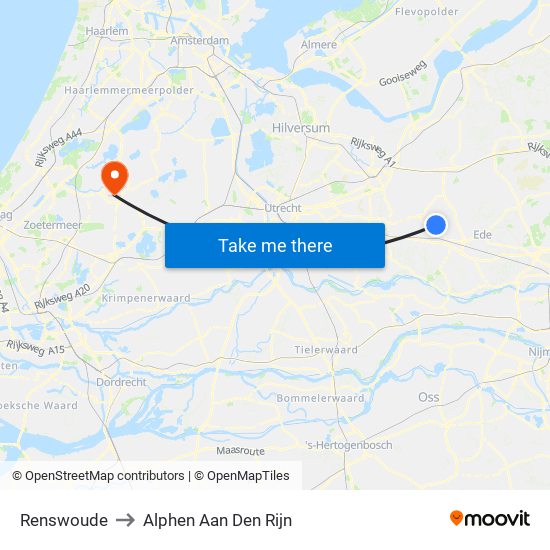 Renswoude to Alphen Aan Den Rijn map