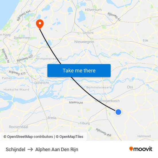 Schijndel to Alphen Aan Den Rijn map