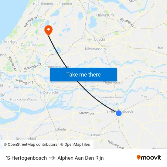 'S-Hertogenbosch to Alphen Aan Den Rijn map