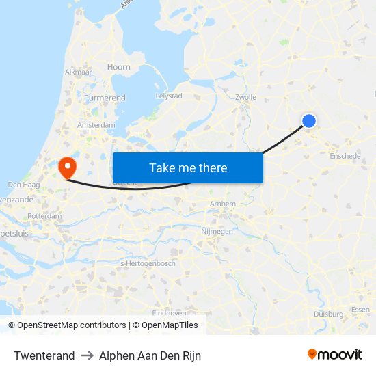 Twenterand to Alphen Aan Den Rijn map