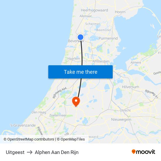 Uitgeest to Alphen Aan Den Rijn map