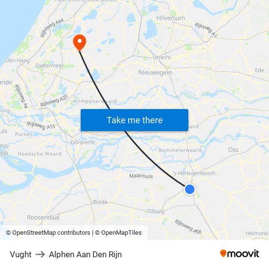 Vught to Alphen Aan Den Rijn map