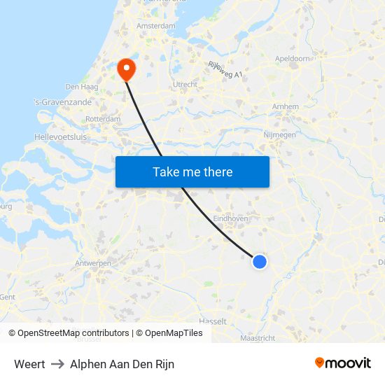 Weert to Alphen Aan Den Rijn map