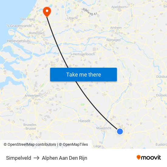 Simpelveld to Alphen Aan Den Rijn map