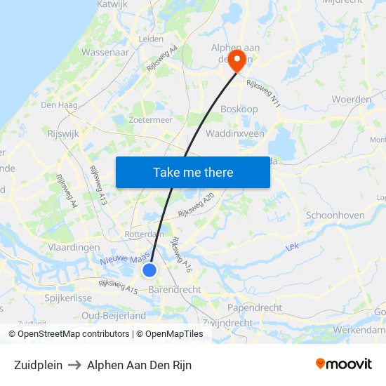 Zuidplein to Alphen Aan Den Rijn map