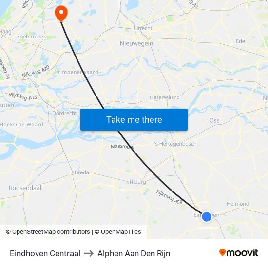 Eindhoven Centraal to Alphen Aan Den Rijn map