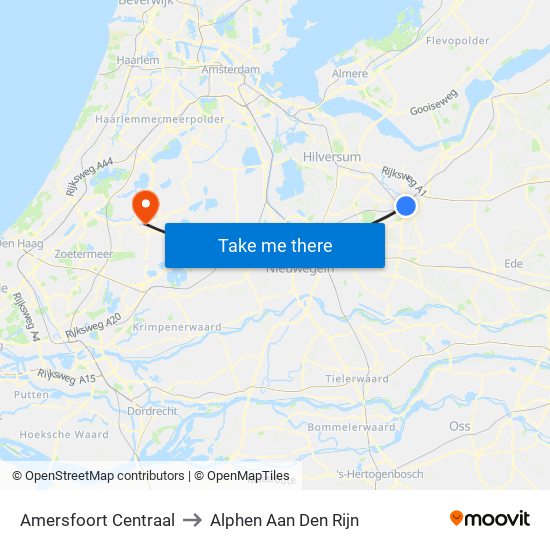 Amersfoort Centraal to Alphen Aan Den Rijn map