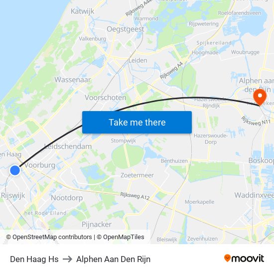 Den Haag Hs to Alphen Aan Den Rijn map