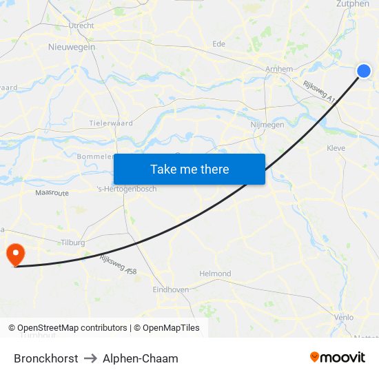 Bronckhorst to Alphen-Chaam map