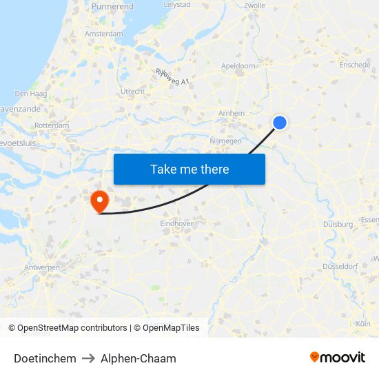 Doetinchem to Alphen-Chaam map