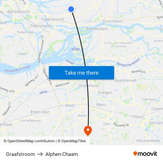 Graafstroom to Alphen-Chaam map