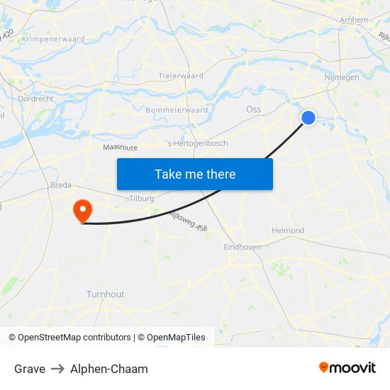 Grave to Alphen-Chaam map