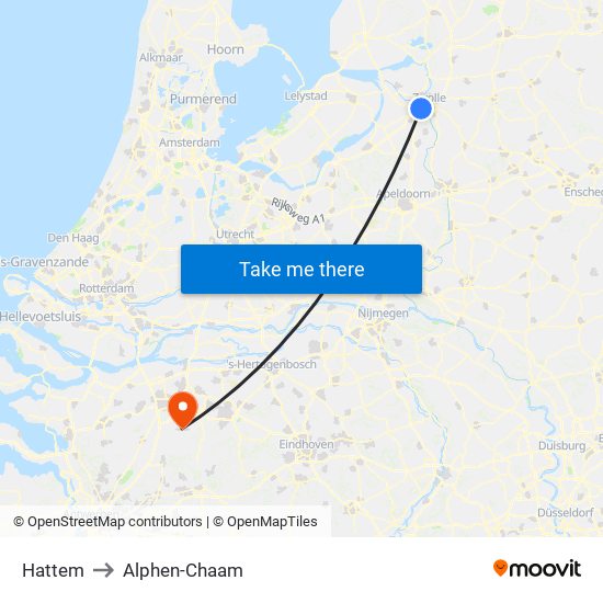 Hattem to Alphen-Chaam map