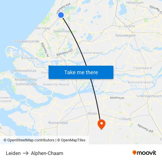 Leiden to Alphen-Chaam map