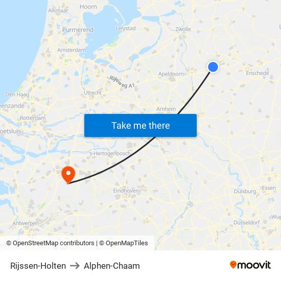 Rijssen-Holten to Alphen-Chaam map