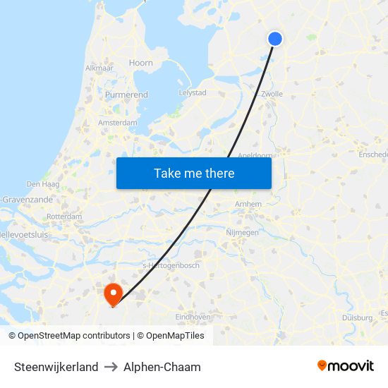 Steenwijkerland to Alphen-Chaam map