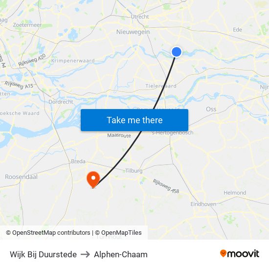 Wijk Bij Duurstede to Alphen-Chaam map