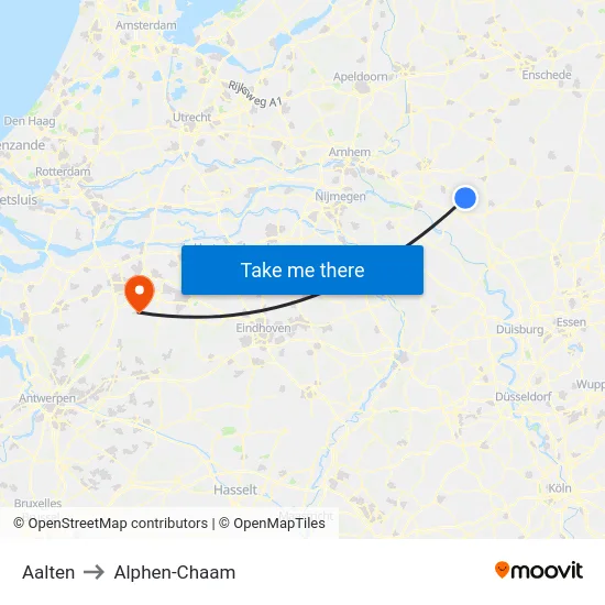 Aalten to Alphen-Chaam map