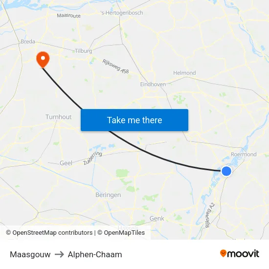 Maasgouw to Alphen-Chaam map