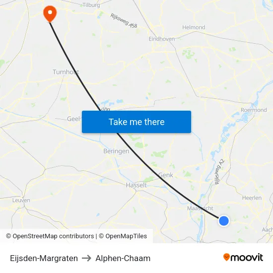 Eijsden-Margraten to Alphen-Chaam map