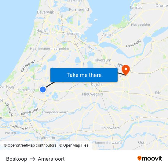 Boskoop to Amersfoort map