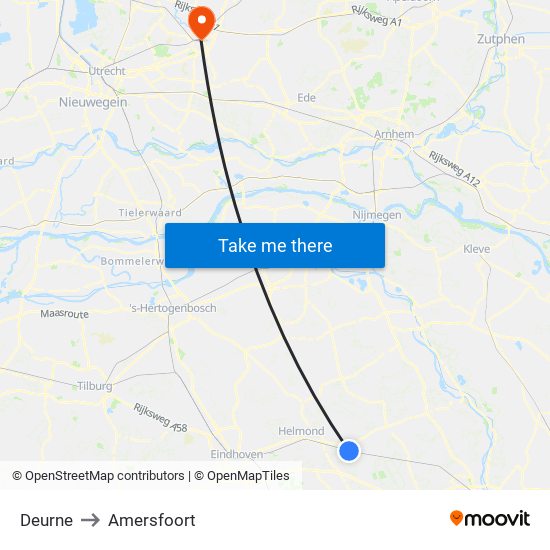 Deurne to Amersfoort map
