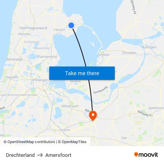 Drechterland to Amersfoort map
