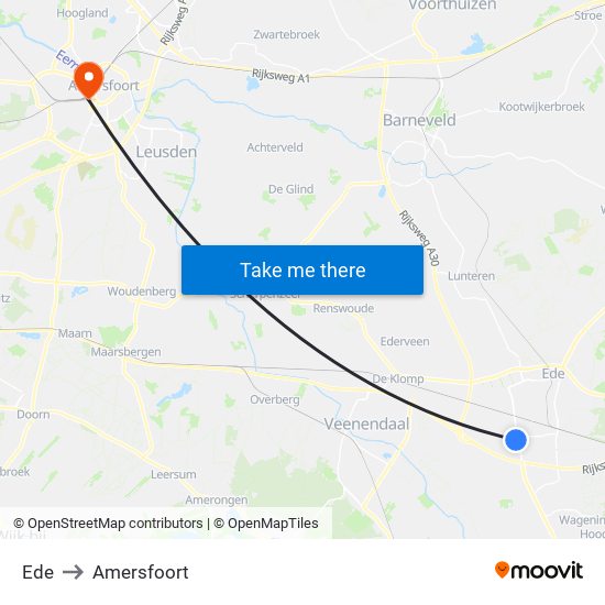 Ede to Amersfoort map