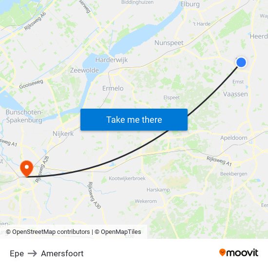 Epe to Amersfoort map