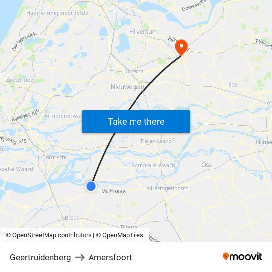 Geertruidenberg to Amersfoort map