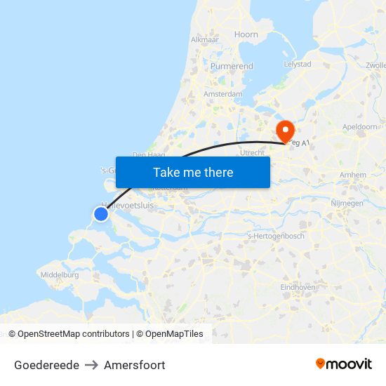 Goedereede to Amersfoort map