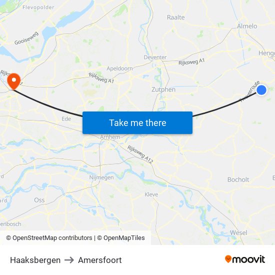 Haaksbergen to Amersfoort map