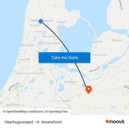 Heerhugowaard to Amersfoort map