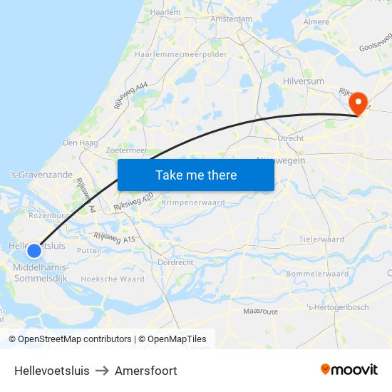 Hellevoetsluis to Amersfoort map